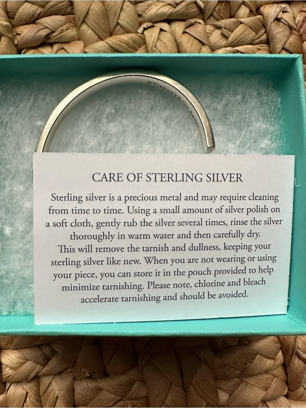 Tiffany & Co. Sterling Silver Open Cuff Bracelet - Blue Green Pouch